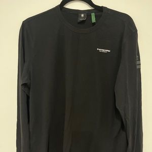 G-Star RAW Men's Dark Black Base-R Compact Jersey Long Sleeve T-Shirt